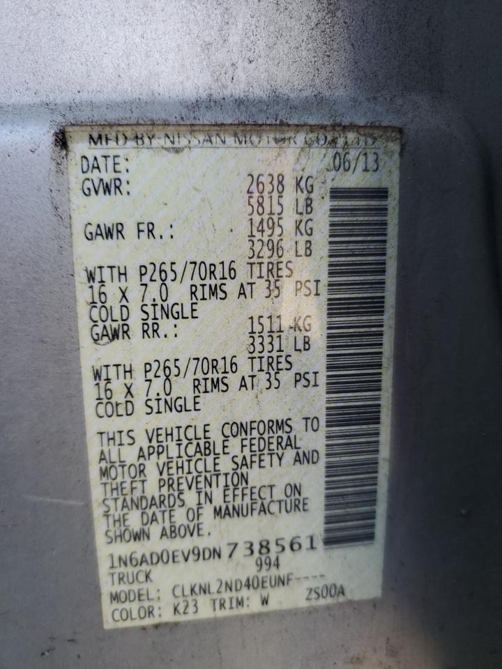 2013 Nissan Navara (Frontier) VIN 1N6AD0EV9DN738561 Copart auction photo, front end / rear end damage thumbnail 12