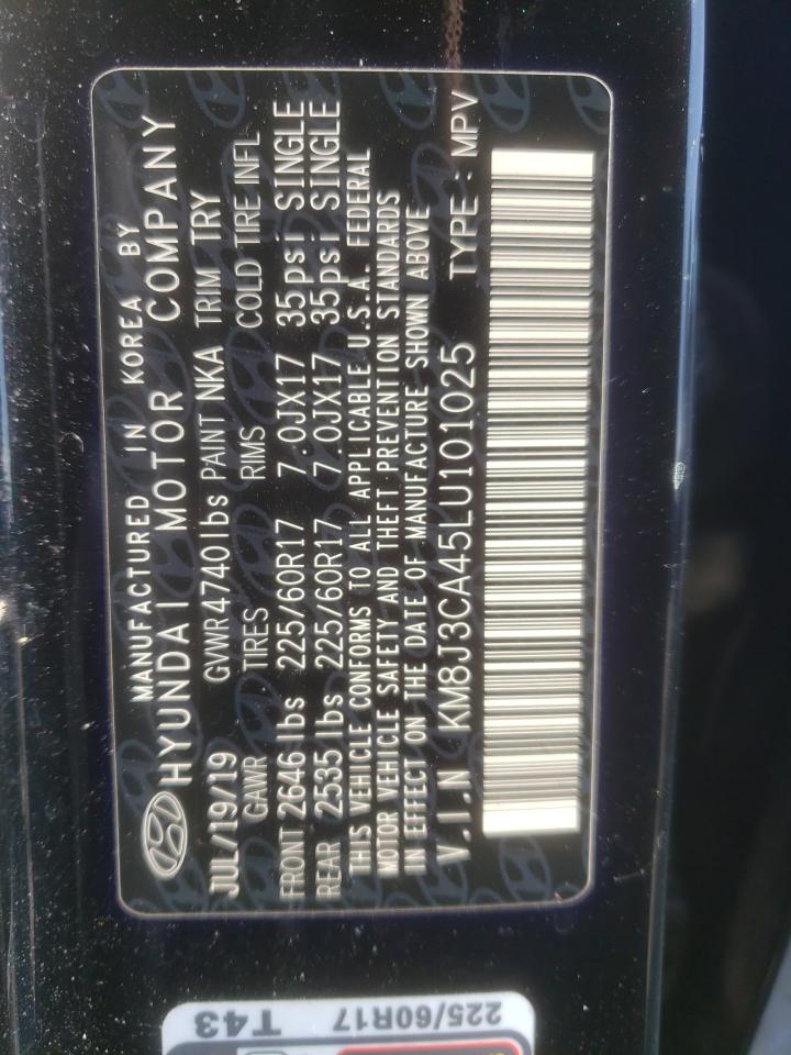 2020 Hyundai Tucson VIN KM8J3CA45LU101025 Copart auction photo, front end / side damage thumbnail 15