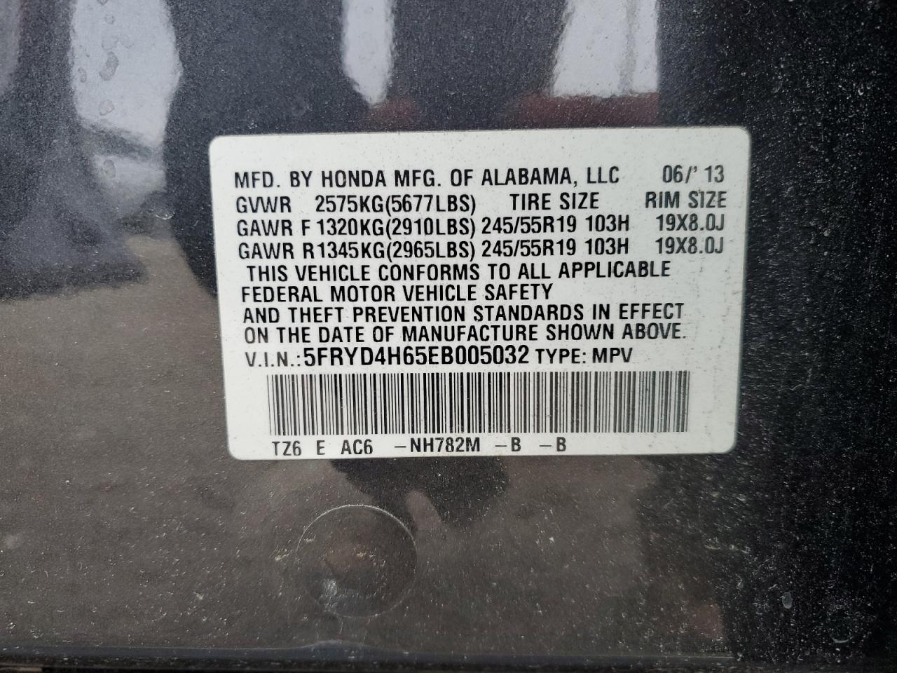 2014 Acura MDX VIN 5FRYD4H65EB005032 Copart auction photo, front end damage thumbnail 14