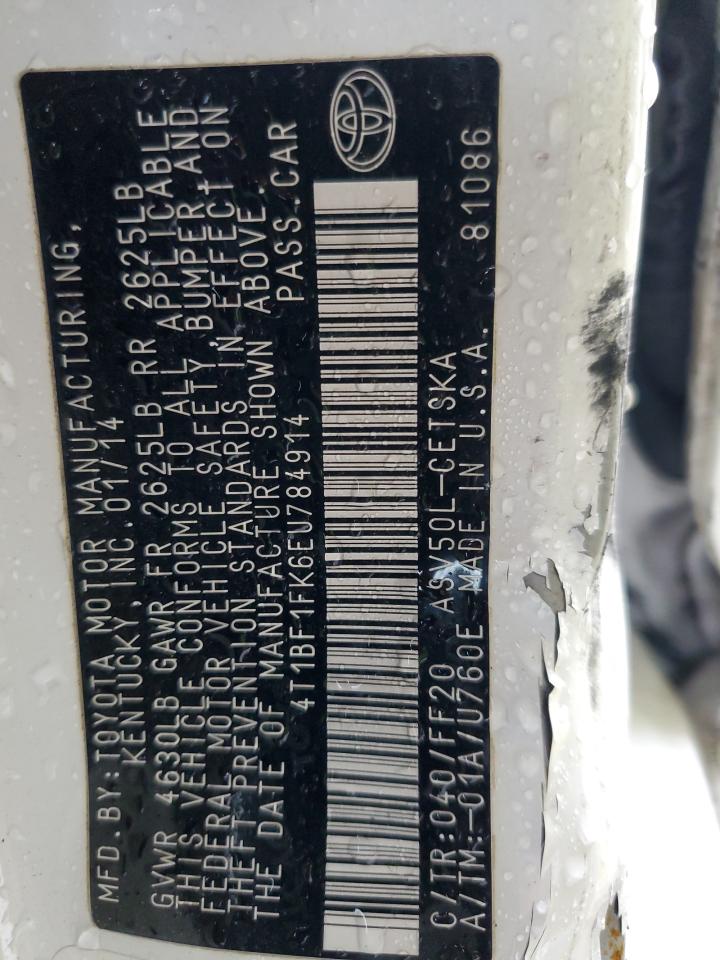 2014 Toyota Camry VIN 4T1BF1FK6EU784914 Copart auction photo, all over damage thumbnail 15