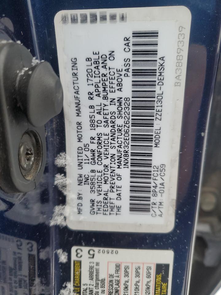 2006 Toyota Corolla VIN 1NXBR32E06Z622328 Copart auction photo, all over damage thumbnail 12