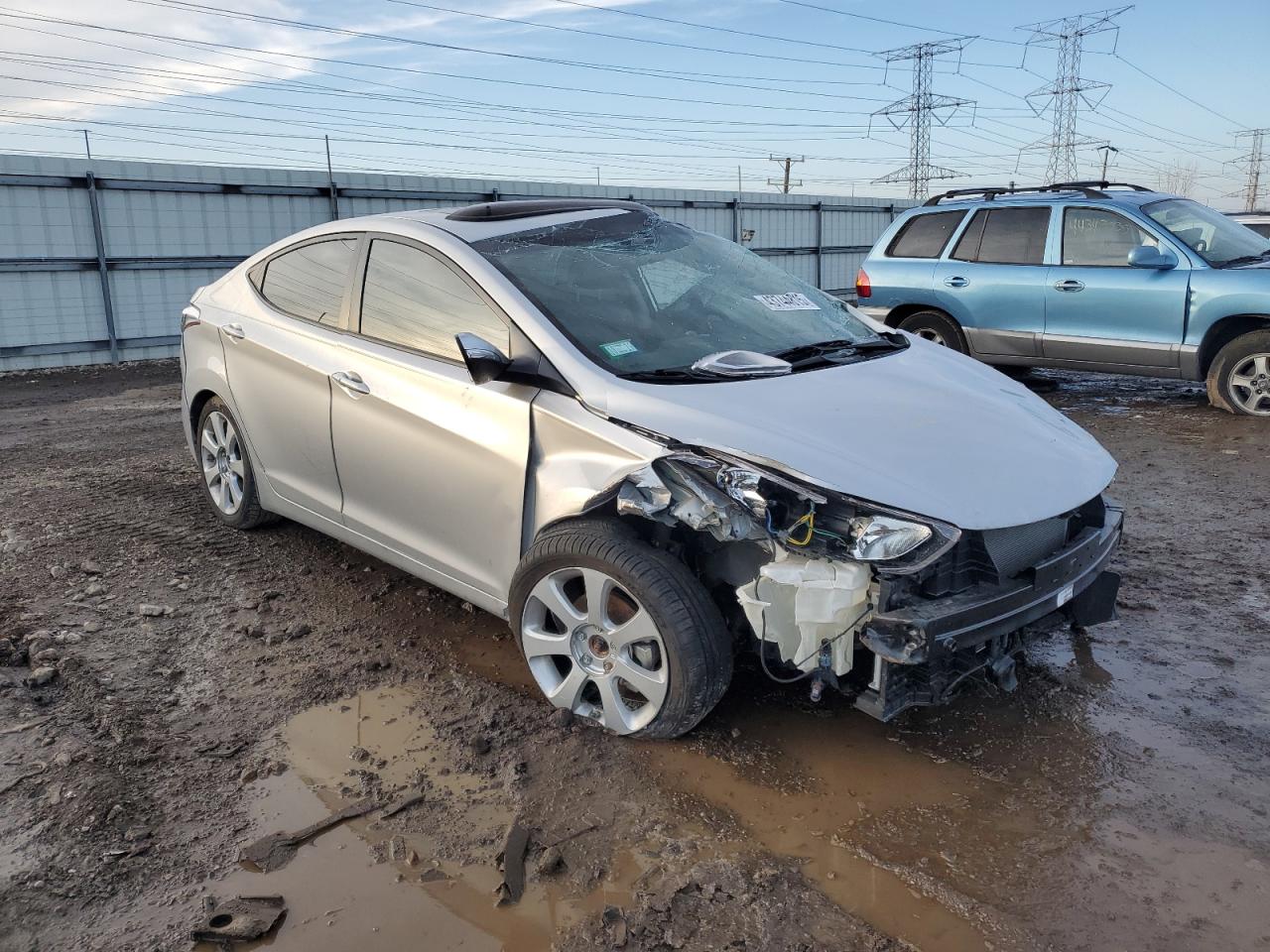 2013 Hyundai Elantra VIN KMHDH4AE6DU887030 Copart auction photo, all over / top/roof damage thumbnail 4