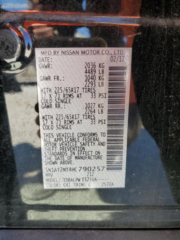 2017 Nissan Rogue VIN 5N1AT2MT4HC790257 Copart auction photo, front end damage thumbnail 16