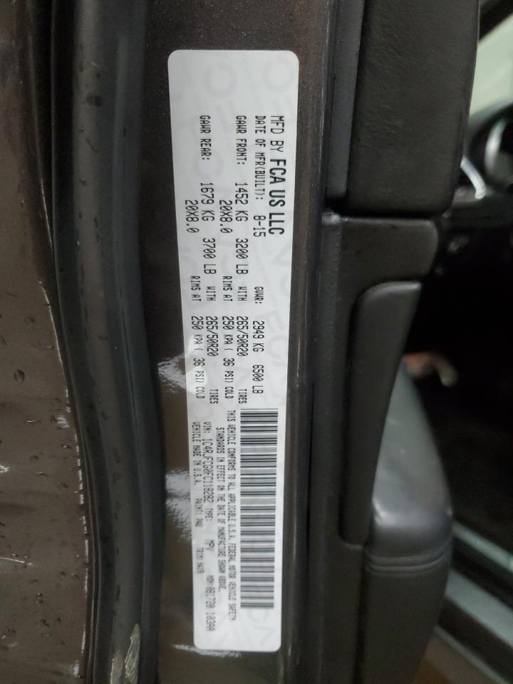 2015 Jeep Grand Cherokee VIN 1C4RJFCG0FC118282 Copart auction photo, rear end / side damage thumbnail 14