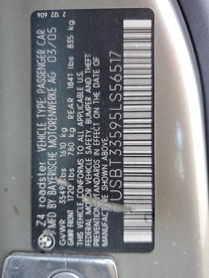 2005 BMW Z4 VIN 4USBT33595LS56517 Copart auction photo, side damage thumbnail 12