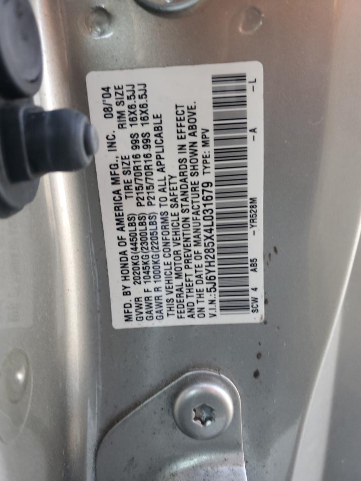 2004 Honda Element VIN 5J6YH285X4L031679 Copart auction photo, front end / minor dent/scratches damage thumbnail 12