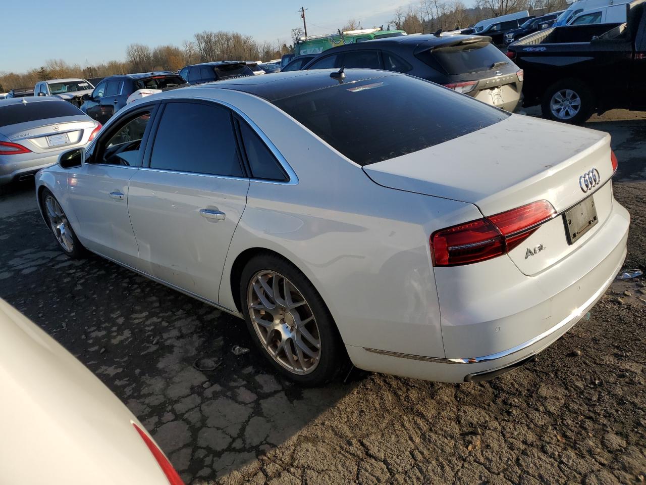 2015 Audi A8 VIN WAU3GAFD7FN006265 Copart auction photo, side / front end damage thumbnail 2