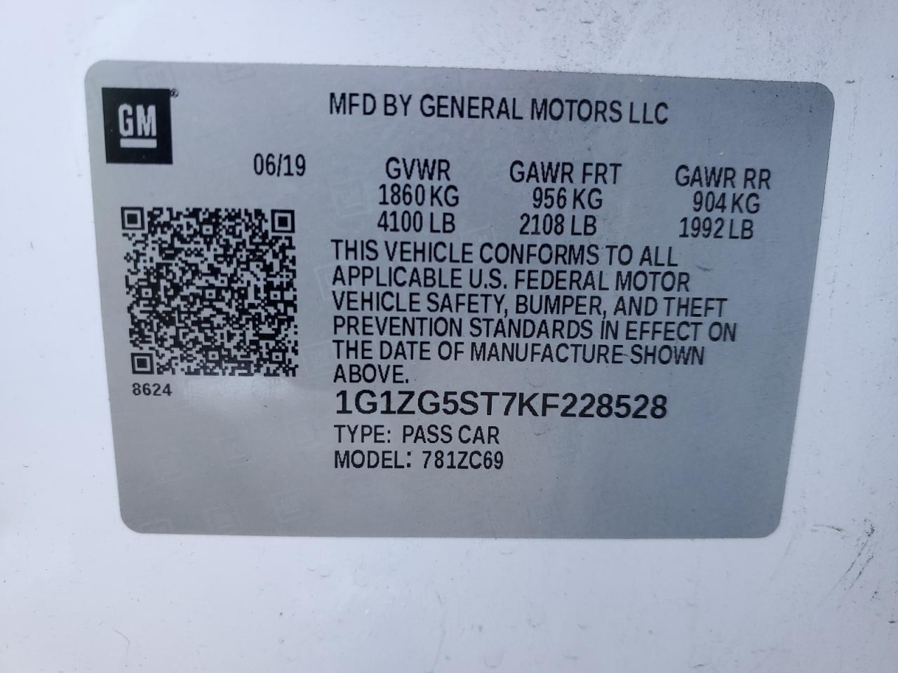 2019 Chevrolet Malibu VIN 1G1ZG5ST7KF228528 Copart auction photo, rear end / undercarriage damage thumbnail 12