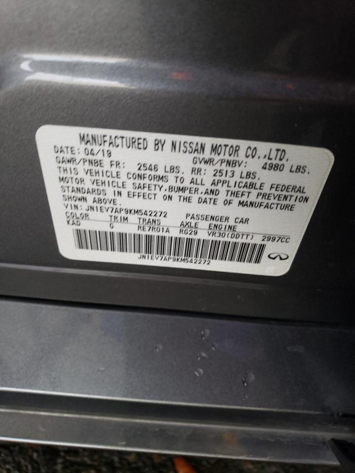 2019 Infiniti Q50 VIN JN1EV7AP9KM542272 Copart auction photo, front end damage thumbnail 14