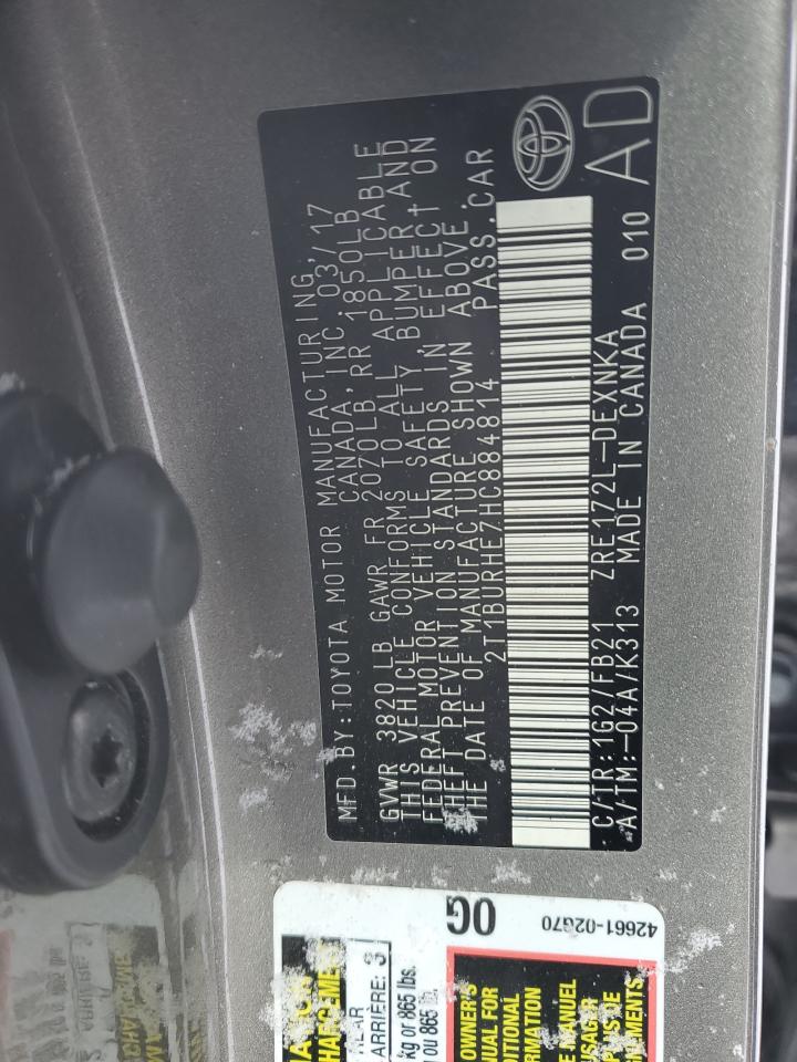 2017 Toyota Corolla VIN 2T1BURHE7HC884814 Copart auction photo, front end damage thumbnail 12
