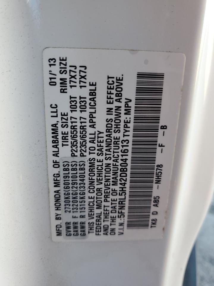 2013 Honda Odyssey VIN 5FNRL5H42DB041613 Copart auction photo, front end / minor dent/scratches damage thumbnail 13