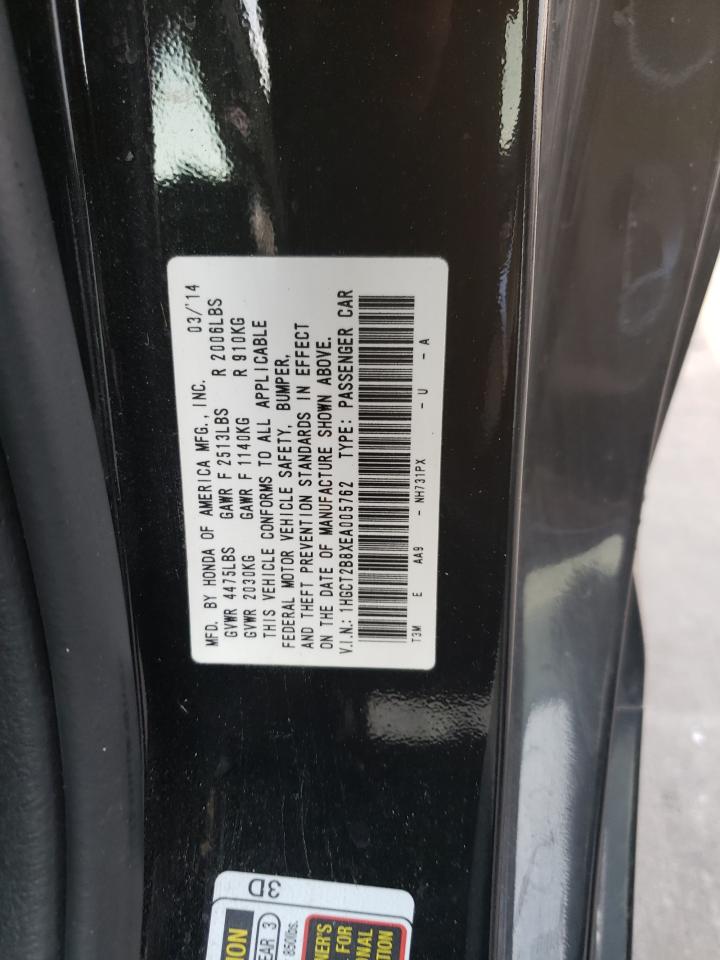 2014 Honda Accord VIN 1HGCT2B8XEA005762 Copart auction photo, side damage thumbnail 13