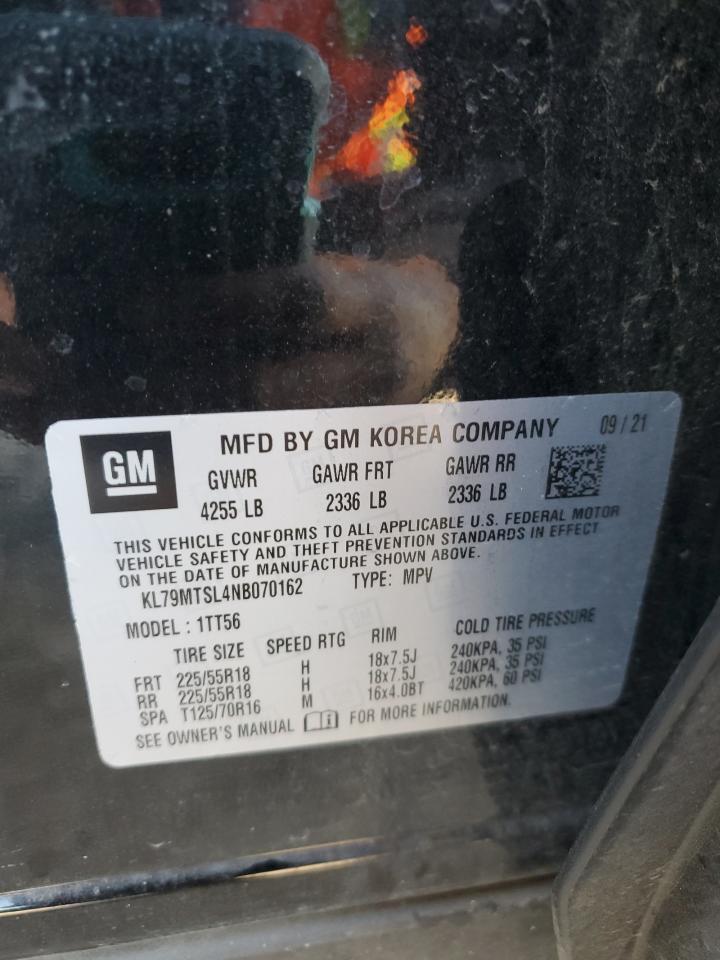 2022 Chevrolet TrailBlazer VIN KL79MTSL4NB070162 Copart auction photo, rear end / front end damage thumbnail 13
