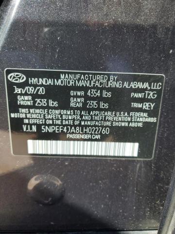 2020 Hyundai Sonata VIN 5NPEF4JA8LH022760 Copart auction photo, front end damage thumbnail 12