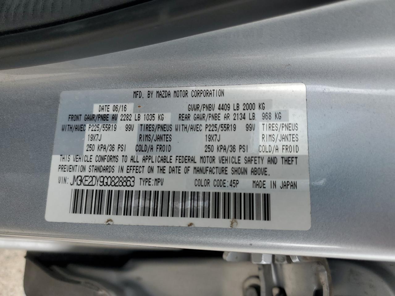 2016 Mazda CX-5 VIN JM3KE2DY9G0828863 Copart auction photo, front end / minor dent/scratches damage thumbnail 15