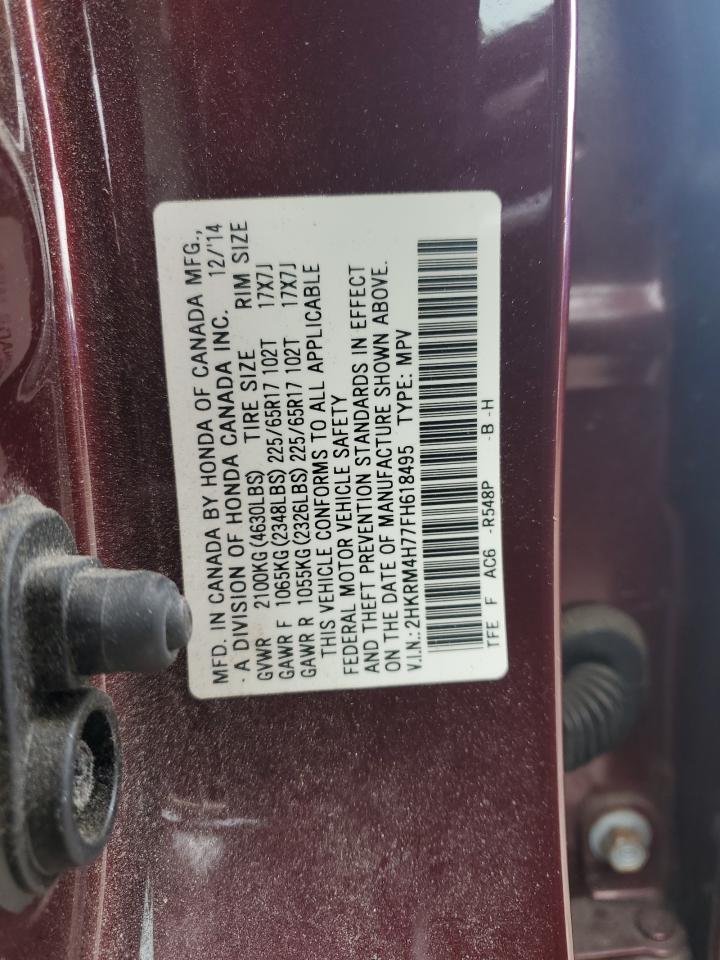 2015 Honda CR-V VIN 2HKRM4H77FH618495 Copart auction photo, rear end damage thumbnail 12