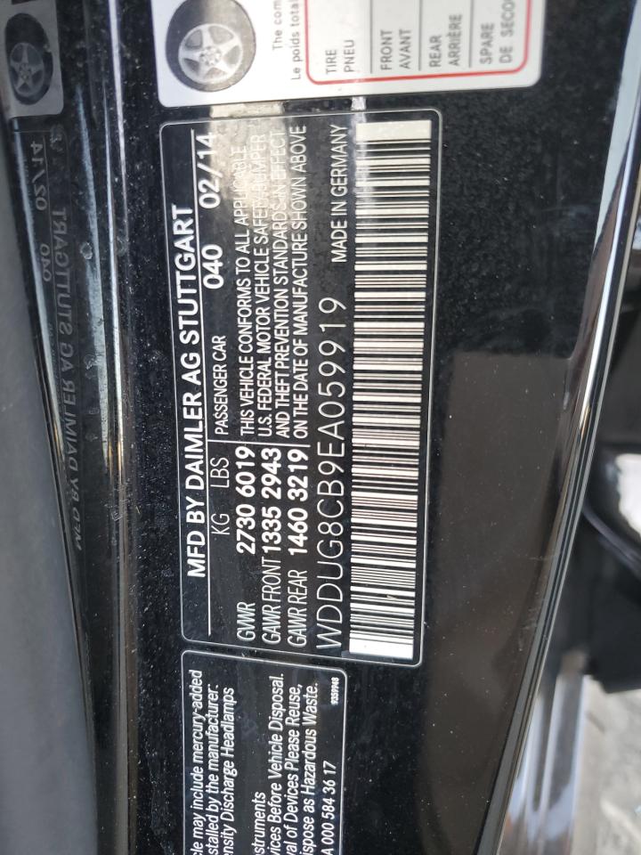 2014 Mercedes-Benz S-klasse VIN WDDUG8CB9EA059919 Copart auction photo, rear end / front end damage thumbnail 14