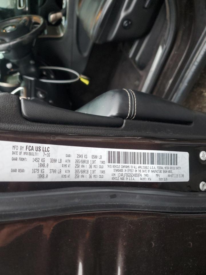 2016 Jeep Grand Cherokee VIN 1C4RJFBG2GC495974 Copart auction photo, front end damage thumbnail 14