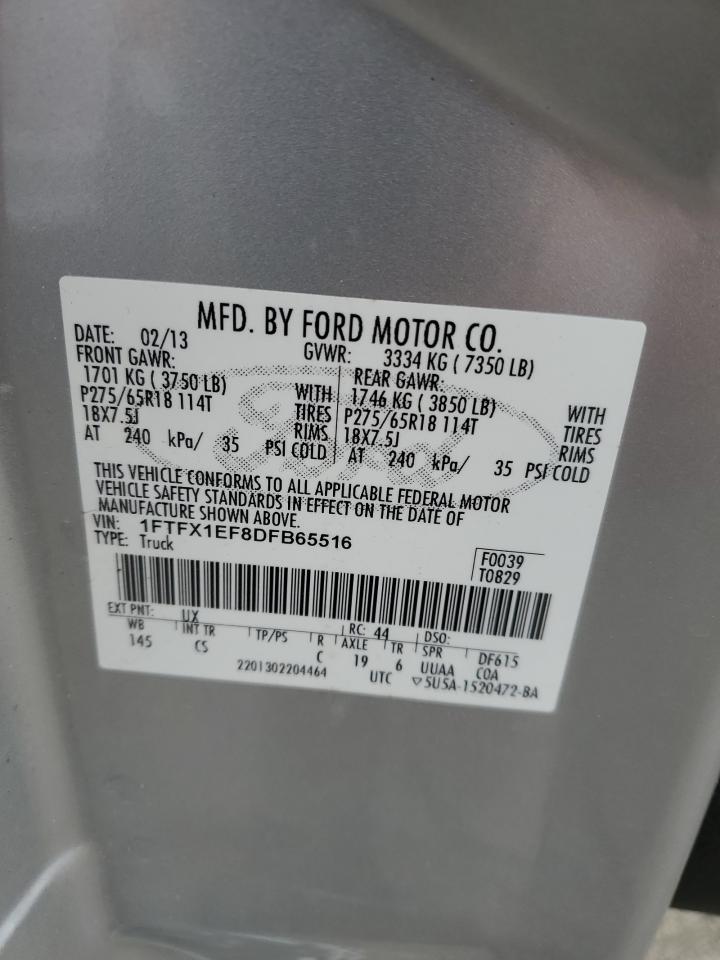2013 Ford F-150 VIN 1FTFX1EF8DFB65516 Copart auction photo, front end / rear end damage thumbnail 12