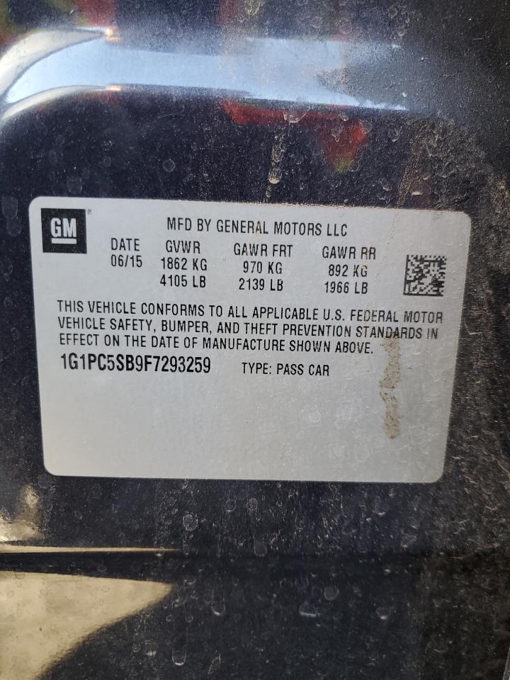 2015 Chevrolet Cruze VIN 1G1PC5SB9F7293259 Copart auction photo, front end damage thumbnail 12