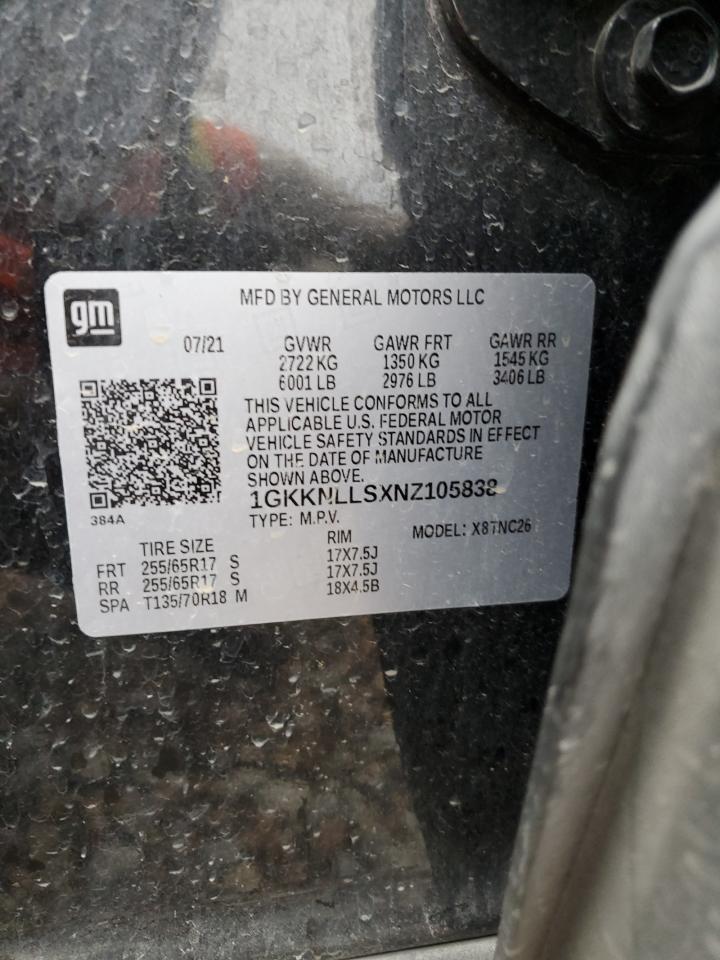 2022 GMC Acadia VIN 1GKKNLLSXNZ105838 Copart auction photo, front end damage thumbnail 15