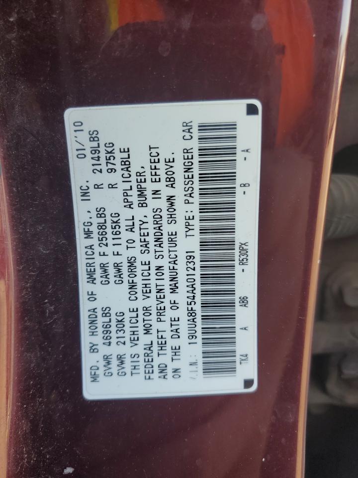 2010 Acura TL VIN 19UUA8F54AA012391 Copart auction photo, rear end / minor dent/scratches damage thumbnail 14