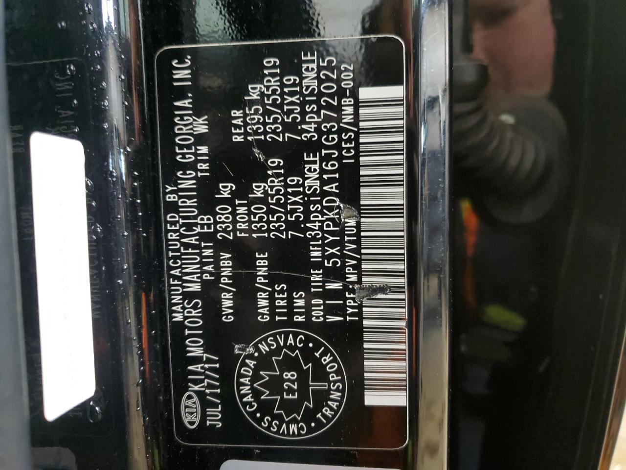 2018 KIA Sorento VIN 5XYPKDA16JG372025 Copart auction photo, rear end / undercarriage damage thumbnail 13