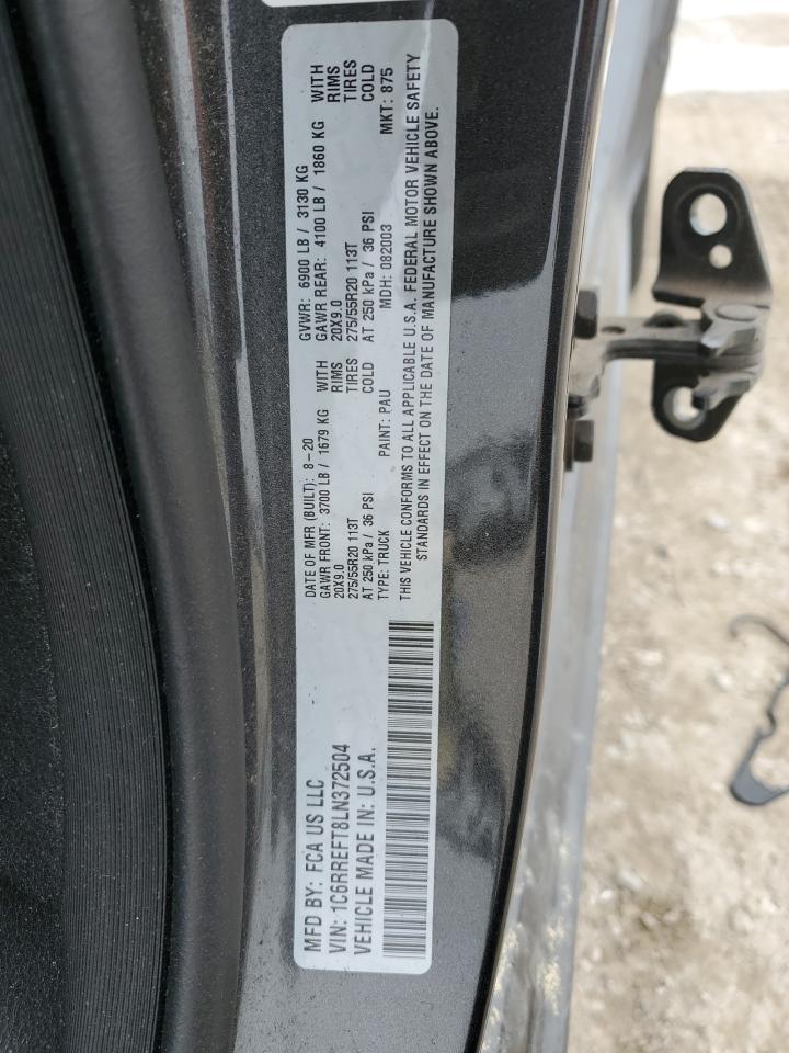 2020 RAM 1500 VIN 1C6RREFT8LN372504 Copart auction photo, front end / all over damage thumbnail 12