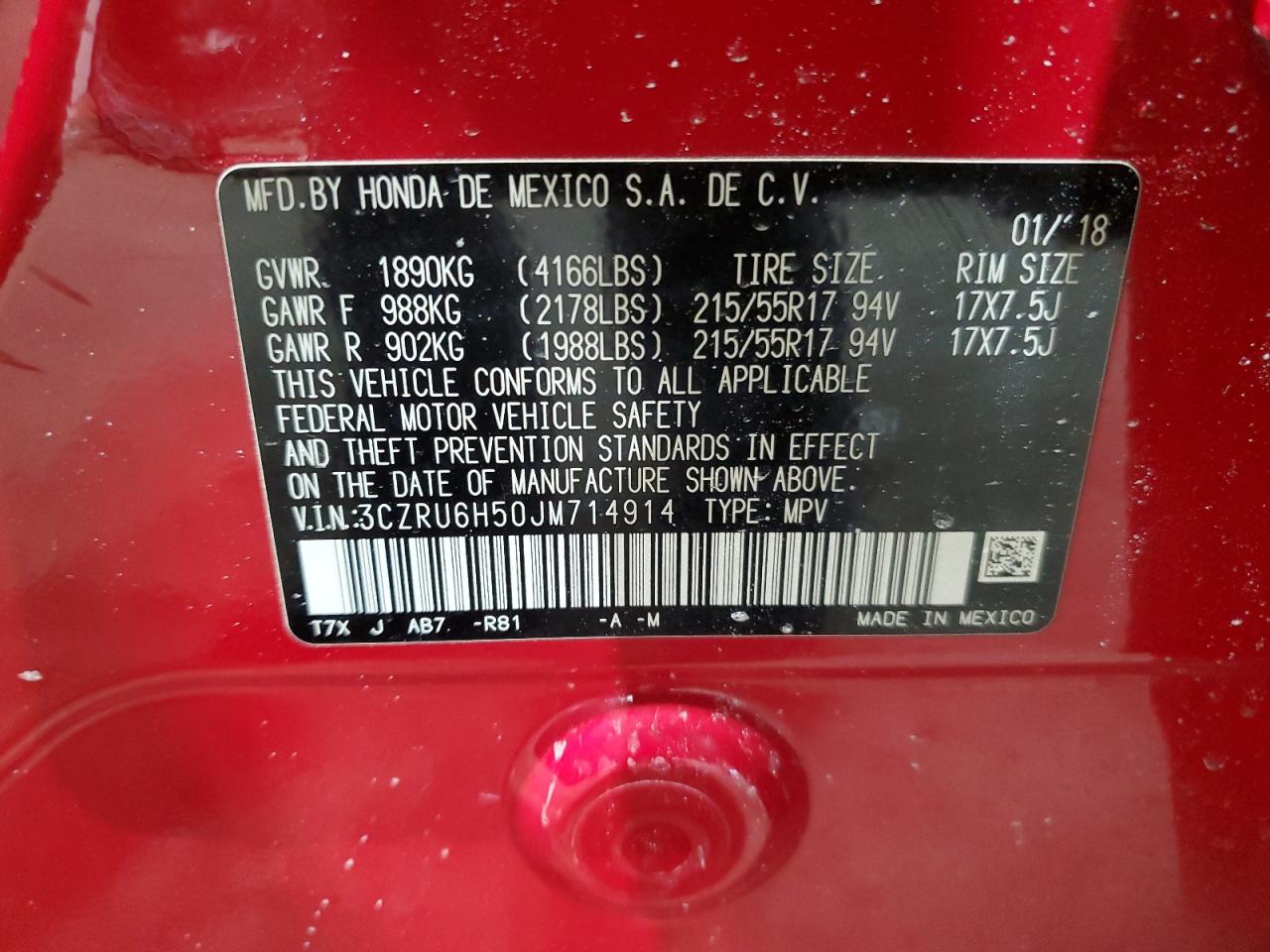2018 Honda HR-V VIN 3CZRU6H50JM714914 Copart auction photo, all over damage thumbnail 13