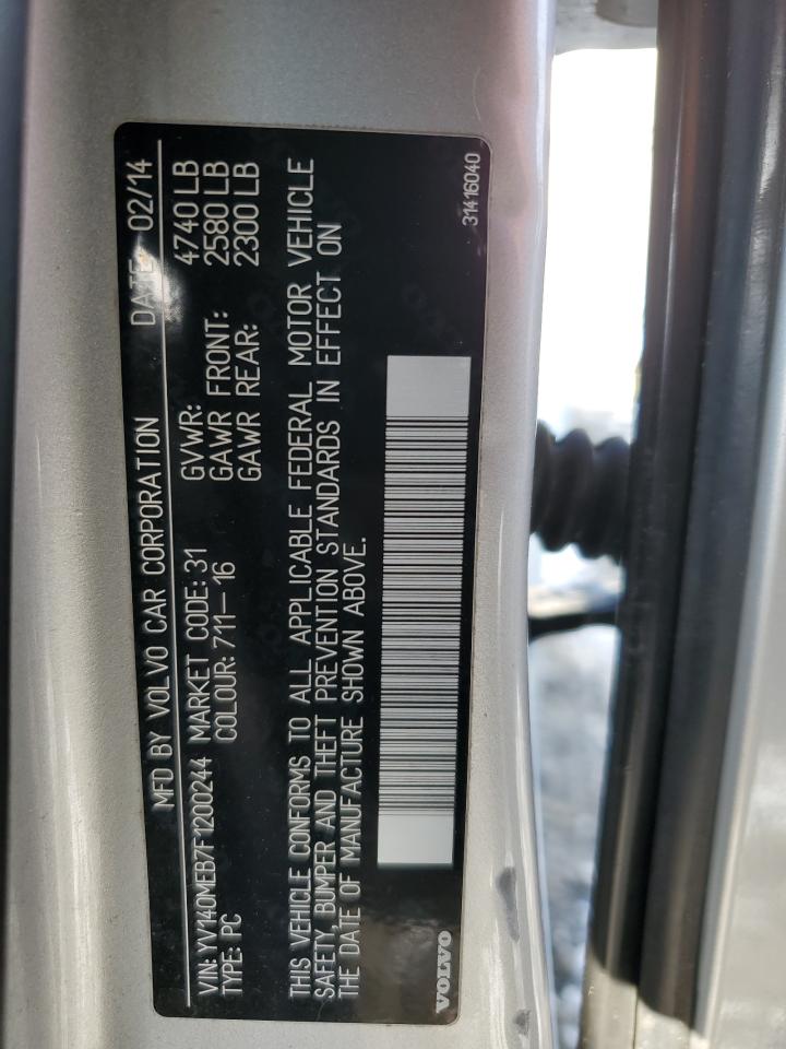 2015 Volvo V60 VIN YV140MEB7F1200244 Copart auction photo, front end / stripped damage thumbnail 13