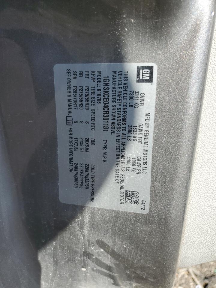 2012 Chevrolet Tahoe VIN 1GNSKCE04CR301181 Copart auction photo, normal wear damage thumbnail 13