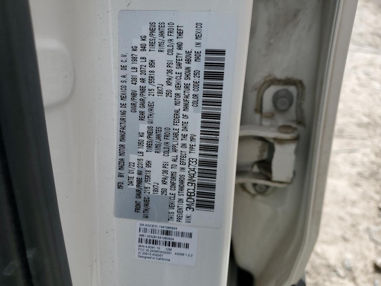 2022 Mazda CX-30 VIN 3MVDMBCL9NM404733 Copart auction photo, front end damage thumbnail 14