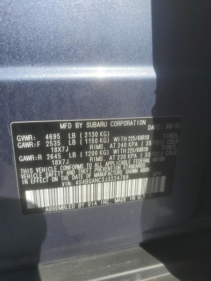 2018 Subaru Outback VIN 4S4BSANC3J3224788 Copart auction photo, front end damage thumbnail 13