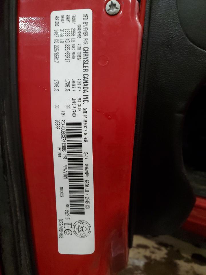 2014 Dodge Caravan VIN 2C4RDGBGXER415886 Copart auction photo, rear end / front end damage thumbnail 16