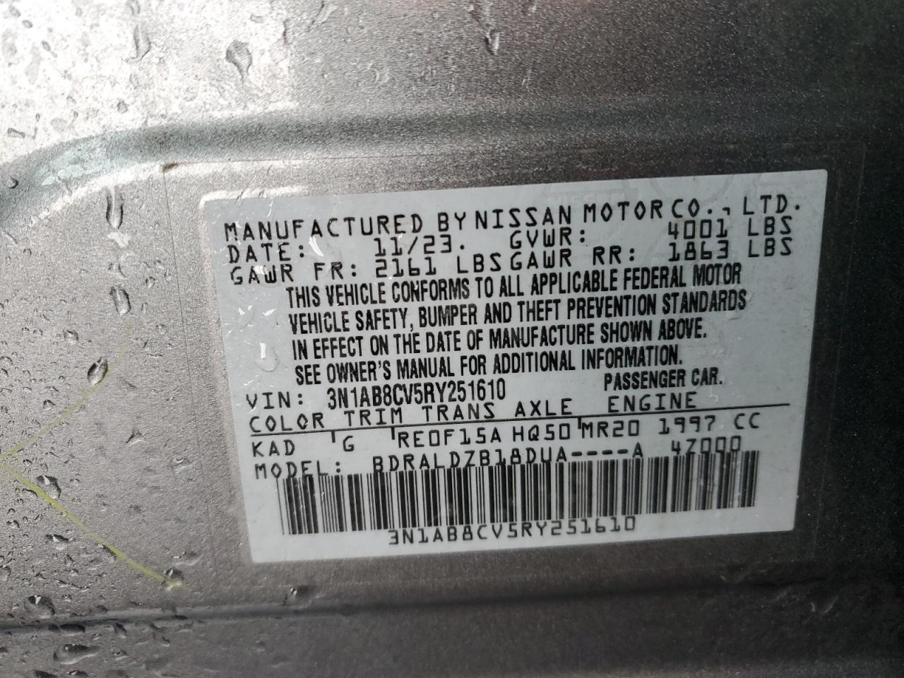 2024 Nissan Sentra VIN 3N1AB8CV5RY251610 Copart auction photo, front end damage thumbnail 13