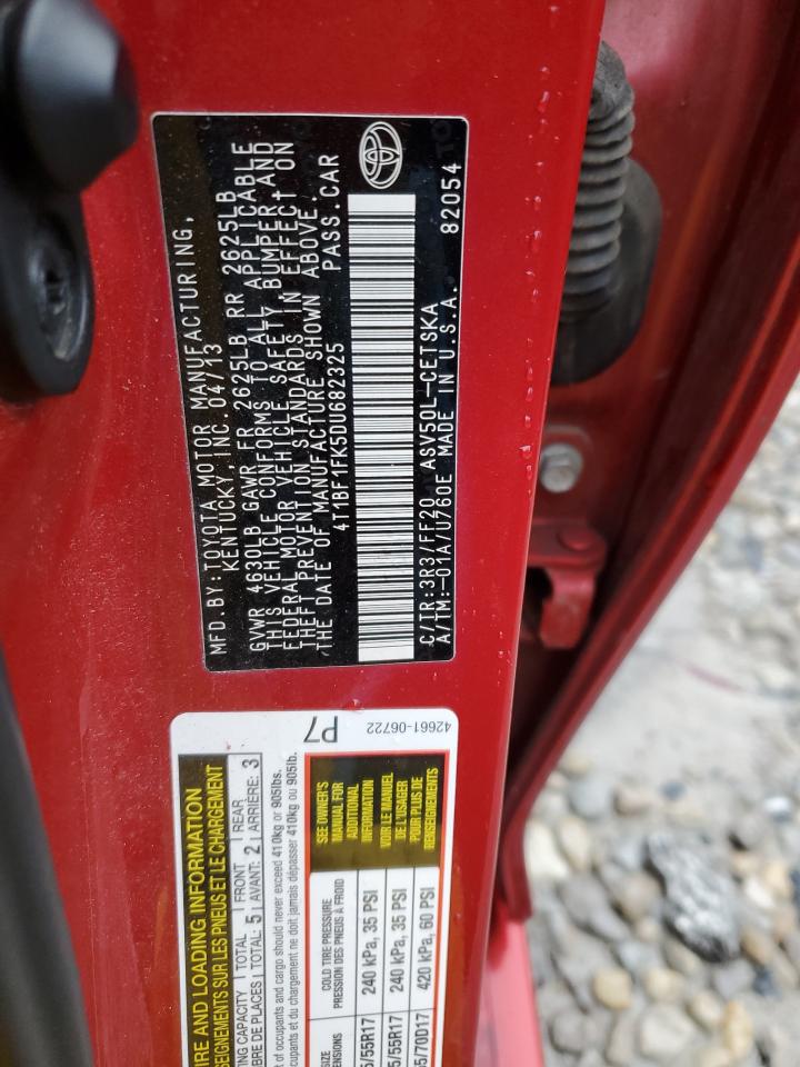 2013 Toyota Camry VIN 4T1BF1FK5DU682325 Copart auction photo, mechanical / minor dent/scratches damage thumbnail 12