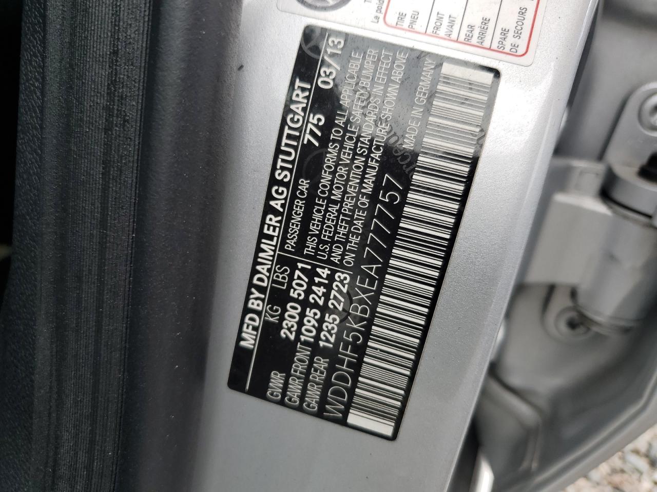 2014 Mercedes-Benz E-klasse VIN WDDHF5KBXEA777757 Copart auction photo, water/flood damage thumbnail 13