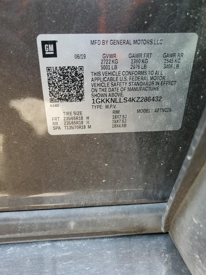 2019 GMC Acadia VIN 1GKKNLLS4KZ286432 Copart auction photo, rear end damage thumbnail 14