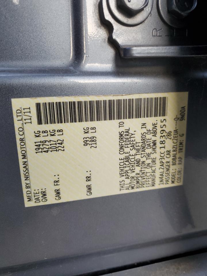 2012 Nissan Altima VIN 1N4AL2AP3CC183955 Copart auction photo, front end damage thumbnail 13