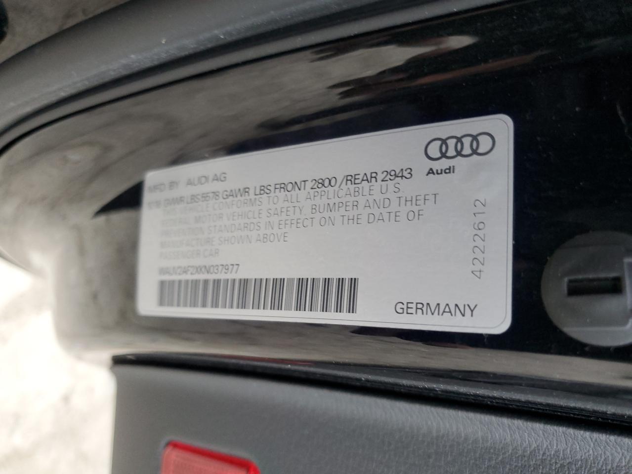 2019 Audi A7 VIN WAUV2AF2XKN037977 Copart auction photo, front end / minor dent/scratches damage thumbnail 15