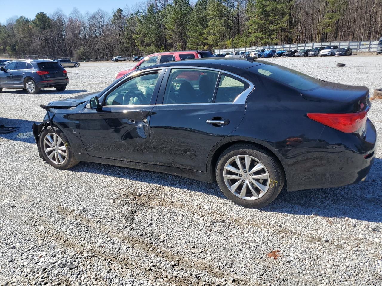 2015 Infiniti Q50 VIN JN1BV7AR3FM421814 Copart auction photo, front end / side damage thumbnail 2