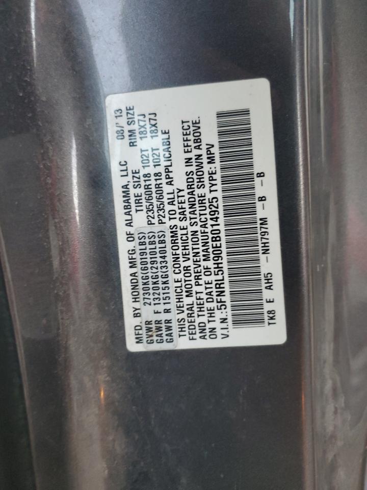2014 Honda Odyssey VIN 5FNRL5H90EB014925 Copart auction photo, front end / minor dent/scratches damage thumbnail 15