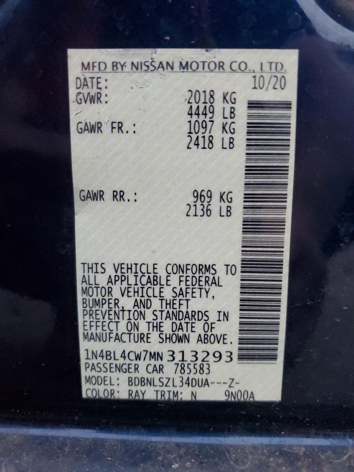 2021 Nissan Altima VIN 1N4BL4CW7MN313293 Copart auction photo, all over damage thumbnail 12