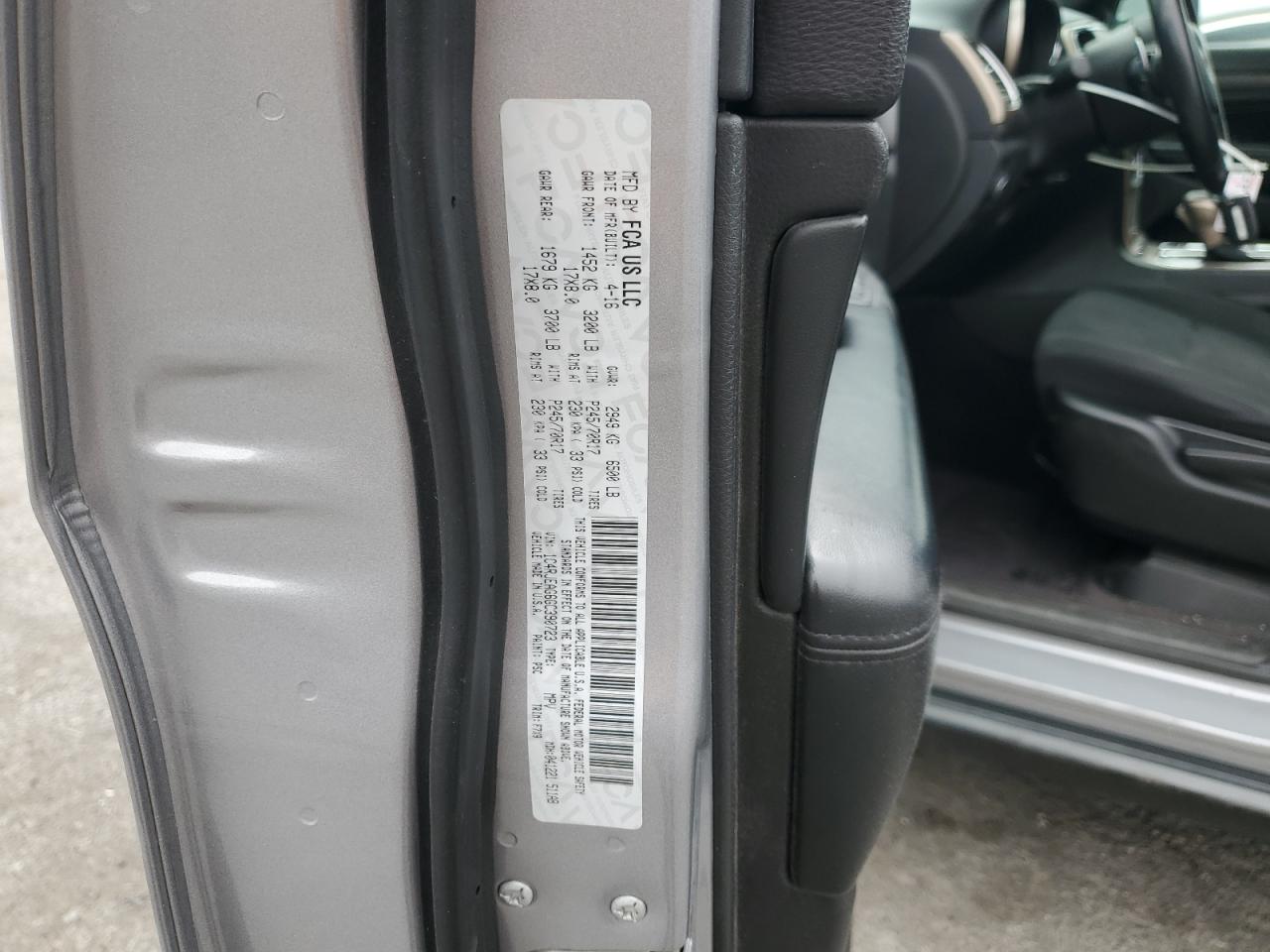 2016 Jeep Grand Cherokee VIN 1C4RJEAG6GC390723 Copart auction photo, front end damage thumbnail 14