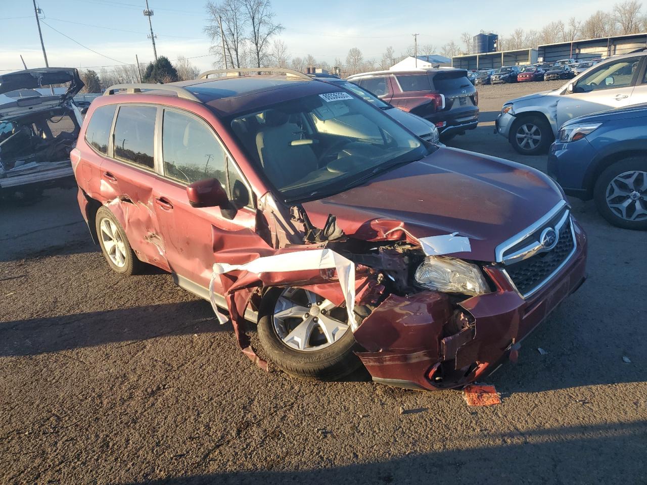 2015 Subaru Forester VIN JF2SJADC0FH400796 Copart auction photo, front end / side damage thumbnail 4