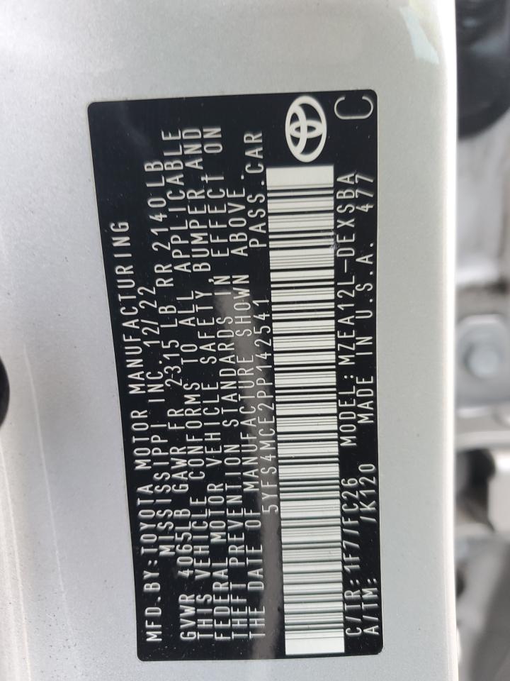 2023 Toyota Corolla VIN 5YFS4MCE2PP142541 Copart auction photo, rear end / front end damage thumbnail 15