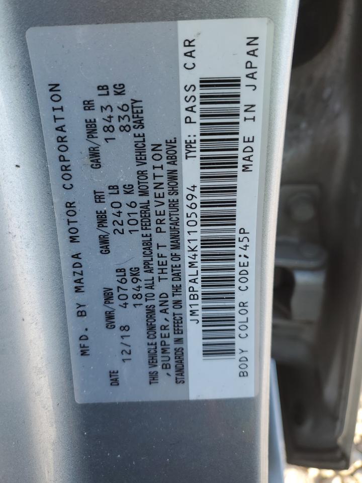 2019 Mazda 3 VIN JM1BPALM4K1105694 Copart auction photo, front end / side damage thumbnail 14