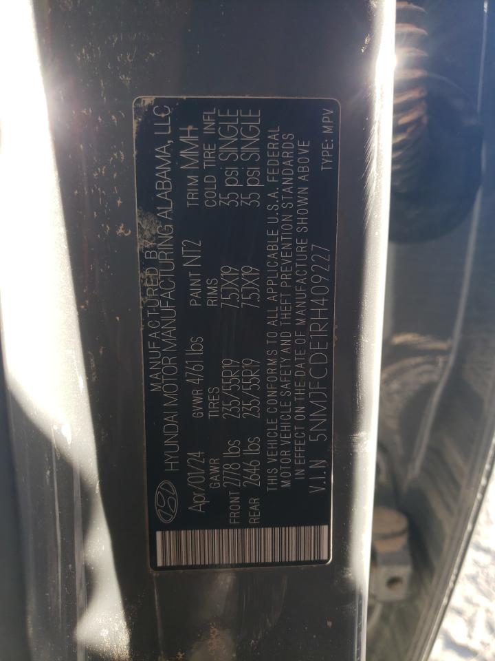 2024 Hyundai Tucson VIN 5NMJFCDE1RH409227 Copart auction photo, water/flood damage thumbnail 14