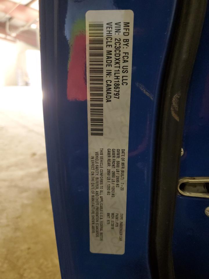2020 Dodge Charger VIN 2C3CDXKT1LH186797 Copart auction photo, front end / side damage thumbnail 12