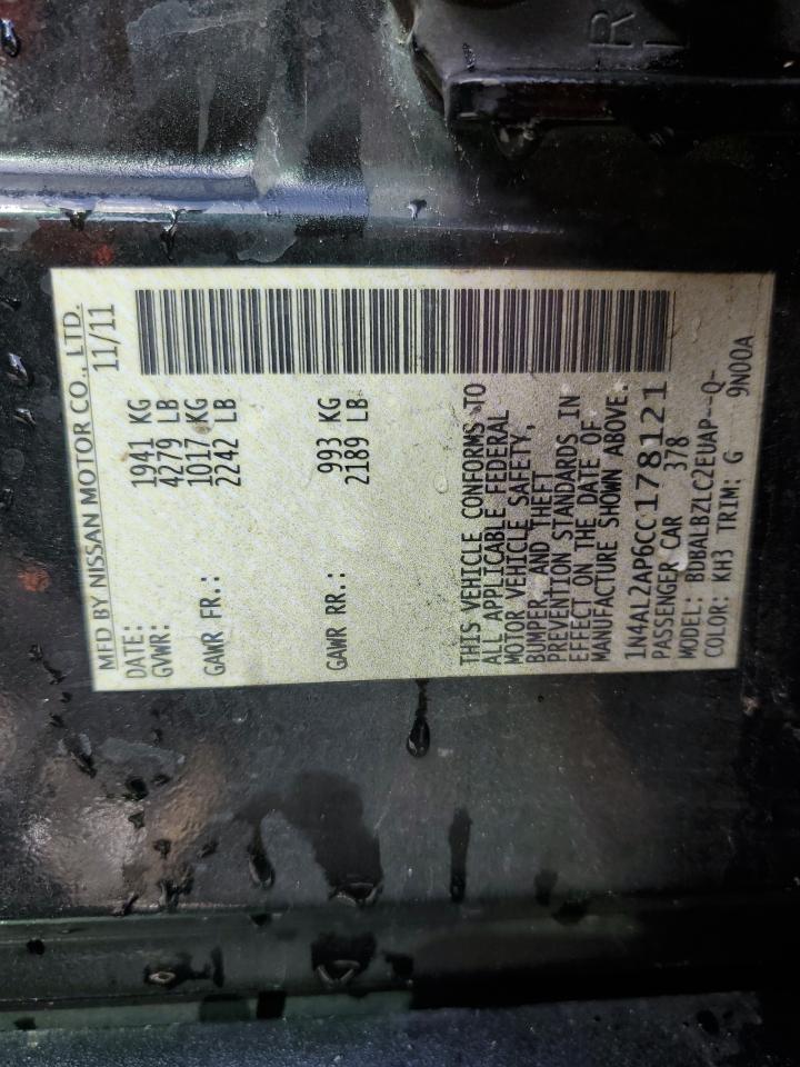 2012 Nissan Altima VIN 1N4AL2AP6CC178121 Copart auction photo, front end damage thumbnail 13
